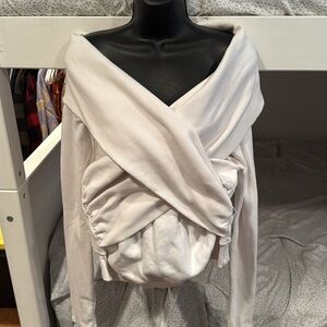 Good American Faux Wrap Crossover Sweater